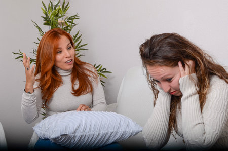 stubborn sister doesn't want to listenの写真素材