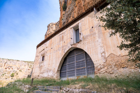 Hermitage of San Frutos showing deterioration over time in Hoces del DuratÃ³n Natural Parkの写真素材