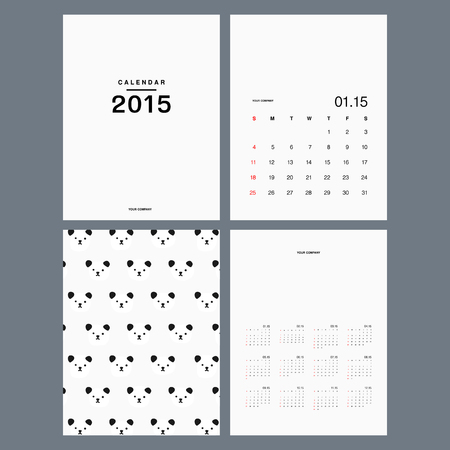 calendar 2015. vector template. minimal designのイラスト素材