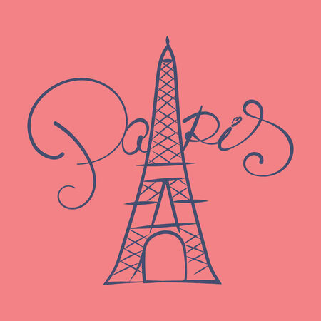 Eiffel Tower with Paris Lettering vector background designのイラスト素材