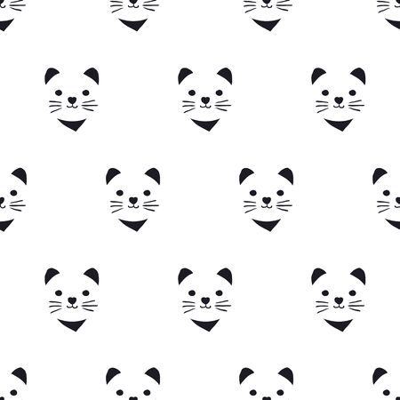 seamless pattern, cute kitten vector art  background design for fabric and decorのイラスト素材
