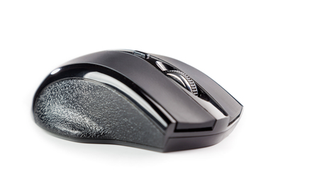computer mouse wireless black plastic isolated on white background