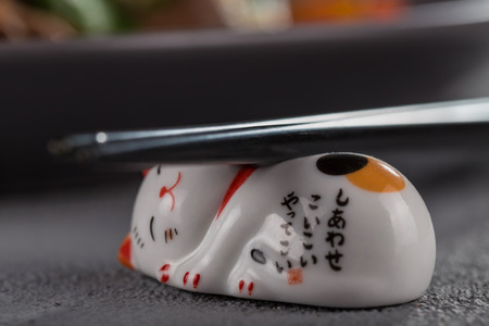 stand in the form of a cat for sticks for Japanese foodの写真素材