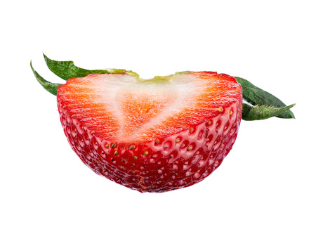 Half of strawberry isolated on white.の写真素材