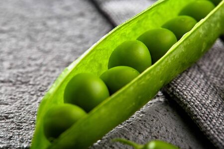 Close-up fresh homemade bio peas.