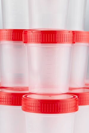 New medical empty plastic jars for analyses.