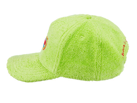 Light green Dsquared2 baseball cap with a colored , made of towels cotton, with a visor, isolated on a white background. Side view. Advertising photoset, Belarus, Minsk, 13.06.2023.のeditorial素材