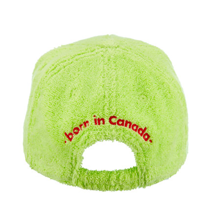 Light green Dsquared2 baseball cap with embroidery BORN IN CANADA, made of towels cotton, isolated on a white background. Rear view. Belarus, Minsk, 13.06.2023.のeditorial素材