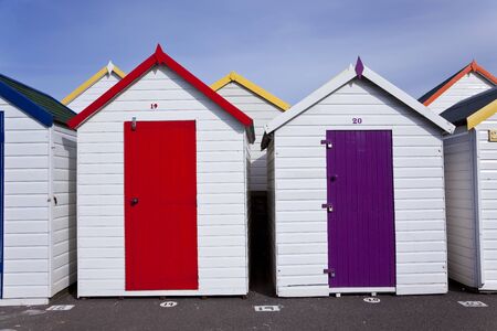 Beach huts, Goodrington, Paignton, Devon, UKの写真素材