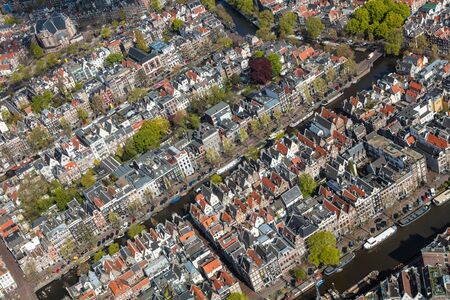 Amsterdam, Netherlands. Aerial view of the Old City Centreの写真素材