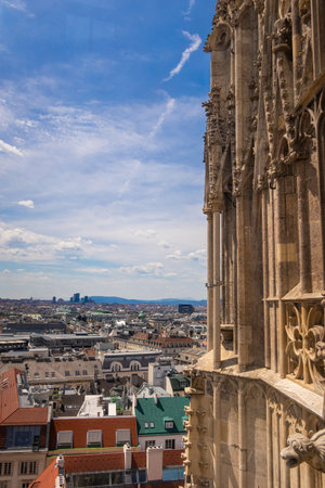 View across Vienna from St. Stephen's Cathedral, Vienna, Austriaの写真素材