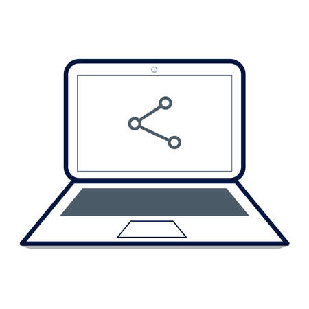 Laptop icon with networking symbol on screen.のイラスト素材