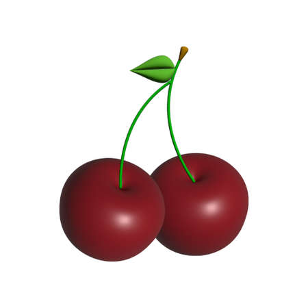 3D Illustration of fruits isolated on white background, Cherry.の写真素材