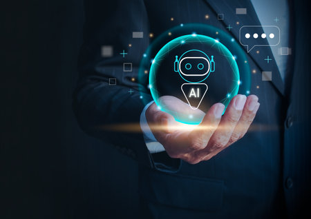 AI chatbot and artificial intelligent learning concept, Businessman and AI assistant technology in life.の写真素材
