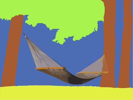hammock fastened between two treesのイラスト素材
