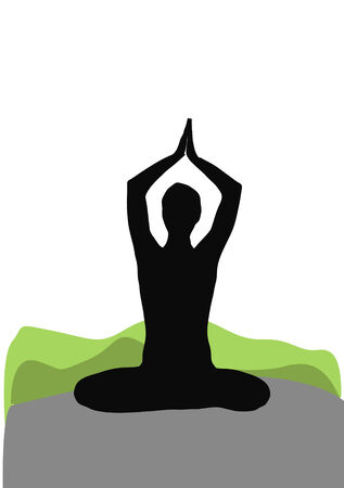 female silhouette in seated yoga poseのイラスト素材