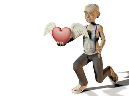 active elderly man on white background