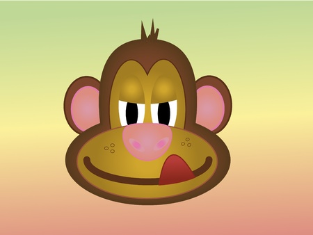 cheeky cartoon monkey licking his lipsの写真素材
