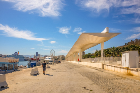 Palmeral de las Sorpresas promenade at port in Malaga.のeditorial素材