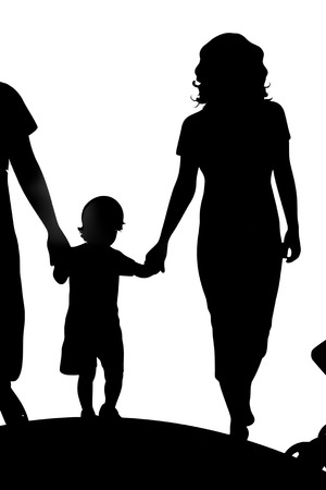 Happy family. Father, mother son and daughter togetherの写真素材