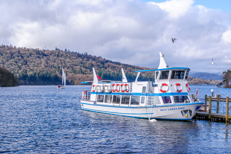 windermere steamer Miss Lakeland on bowness bayのeditorial素材