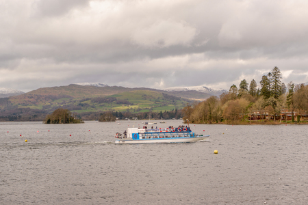 windermere steamer miss cumbria on bowness bay lake districtのeditorial素材