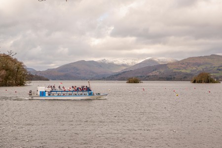 windermere steamer miss cumbria on bowness bay lake districtのeditorial素材