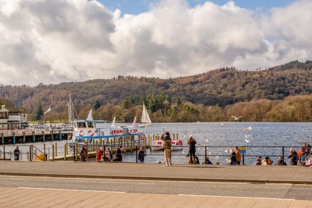 bowness on windermere lake shore lake districtのeditorial素材
