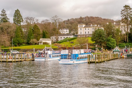 windermere steamer miss cumbria on bowness bay lake districtのeditorial素材