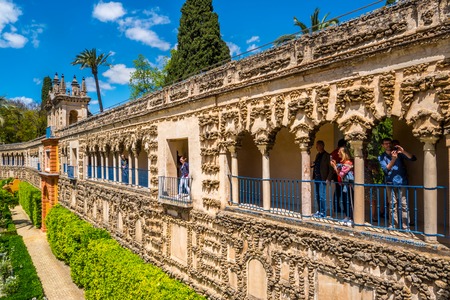 View of Real Alcazar's Galeria de Grutesco the Royal Palace Sevilla Spain.のeditorial素材