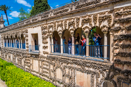 View of Real Alcazar's Galeria de Grutesco the Royal Palace Sevilla Spain.のeditorial素材