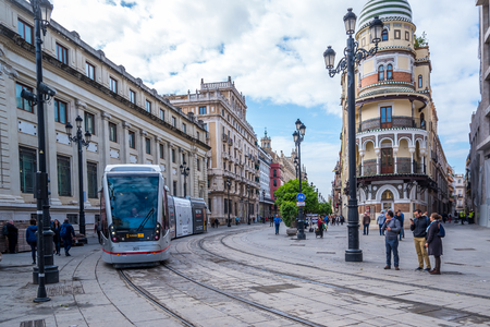 Seville, Spain - May 8th 2019 Saint Francis Square in downtown of the city.のeditorial素材