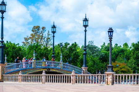 Seville Spain May 8th 2019 The Plaza de Espania is a Square located in the Park in Seville Built in 1928 for the Ibero-American Exposition of 1929.のeditorial素材