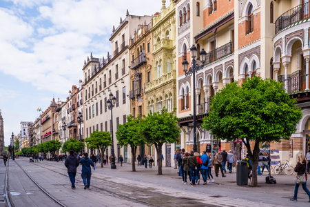 Seville, Spain - May 8th 2019 Saint Francis Square in downtown of the city.のeditorial素材