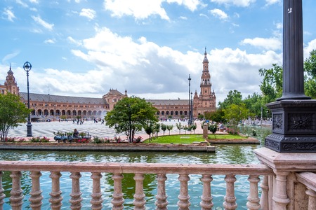 Seville Spain May 8th 2019 The Plaza de Espania is a Square located in the Park in Seville Built in 1928 for the Ibero-American Exposition of 1929.のeditorial素材