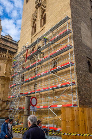 SEVILLE, ES - MARCH 7, 2017: The Cathedral of Santa Maria de la Sede de Sevilla is the largest Christian Gothic cathedral in the world. Unesco declared it in 1987 a World Heritage Site.のeditorial素材