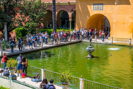 Seville, Spain - May 8th 2019 Real Alcazar Palace Gardens in Seville.のeditorial素材