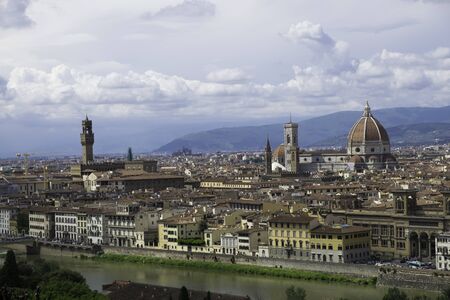 Rooftop view of the beautiful city of Florence in springの写真素材