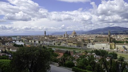 Rooftop view of the beautiful city of Florence in springの写真素材