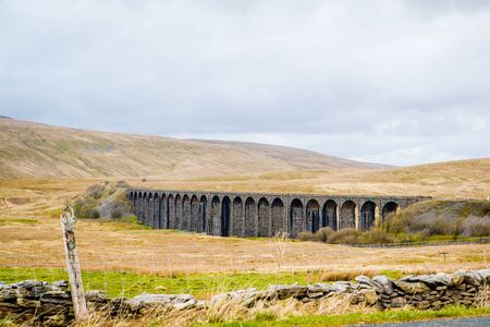 Famous Ribblehead Viaduct in Yorkshire Dales National Park UK