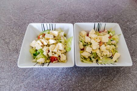 Lanashire Cheese and Tomato salad lunch in a bowlの写真素材