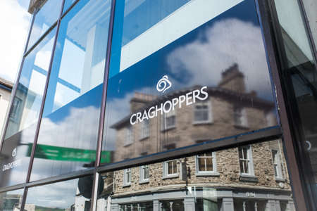A sign outside the outdoors clothing and walking shop called Craghoppers in Kendalのeditorial素材