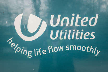 United Utilities Sign on a works van Cumbriaのeditorial素材