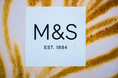UNITED KINGDOM, LANCASTER - 9TH APRIL 2020 Marks and Spencer shop signのeditorial素材