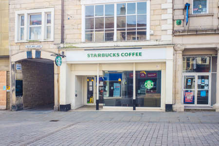 UNITED KINGDOM, LANCASTER - 9TH APRIL 2020 Starbucks Coffee outlet closed du to lockdownのeditorial素材