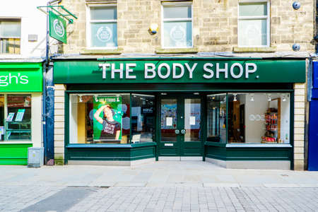 UNITED KINGDOM, LANCASTER - 9TH APRIL 2020 Exterior of The Body Shop shop front on main streetのeditorial素材