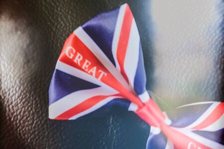 Bow tie with Union Jack flag on black background UKの写真素材