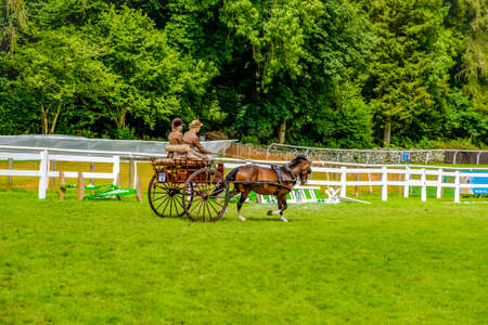England Cartmel August 3rd 2016 Competitors take part in trap driving, an equestrian eventのeditorial素材
