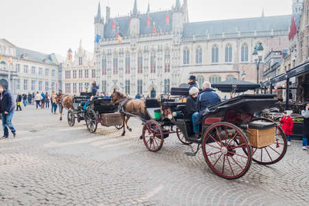 Belgium Bruges 30th October 2016 Burg square with town hall in medieval city Bruggeのeditorial素材