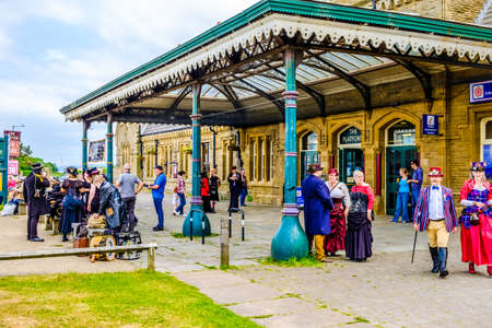 England Morecambe July 22nd 2016 A group of stylish retro vintage men and women festival based in Morecambeのeditorial素材